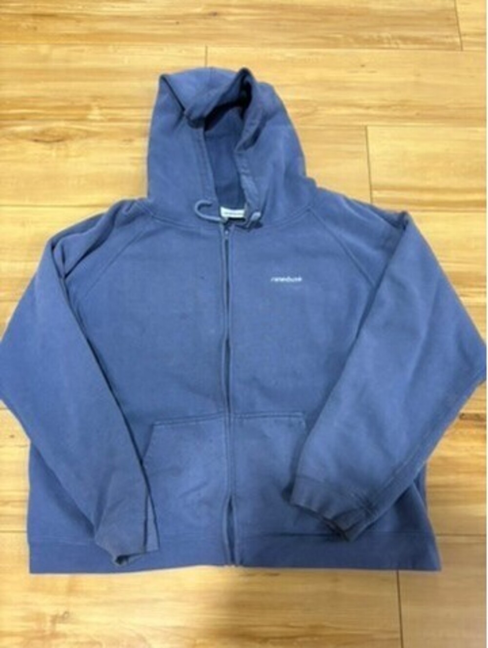 Vintage Y2K Reebok Classic Embroidered Small Vector Zip Up Hoodie Blue Large